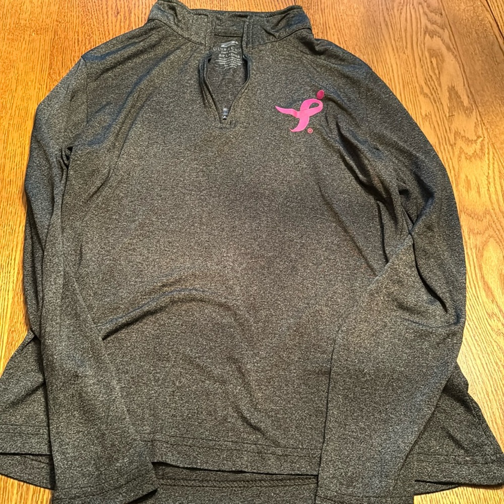 Susan G Komen grey quarter zip shirt women’s small